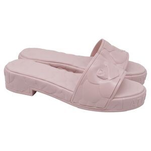 Valentino Garavani Atelier Floral Slide Sandals in Pink Rubber